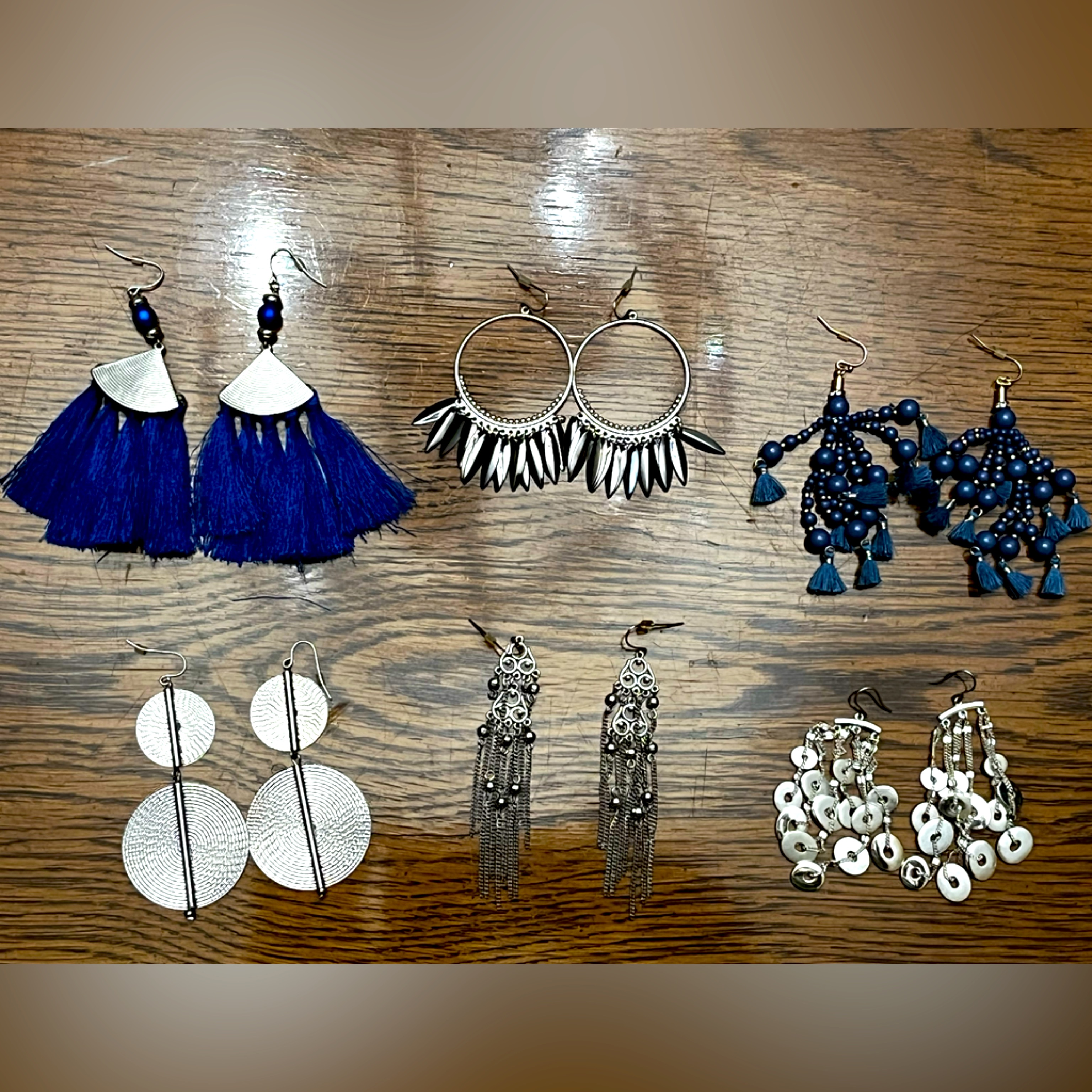 6 Pairslike New Condition Silver Earrings Lot 23$
